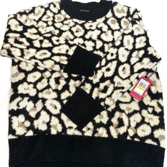 Vince Camuto NWT leopard/ cheetah animal print crew neck sweater size M - Picture 2 of 16